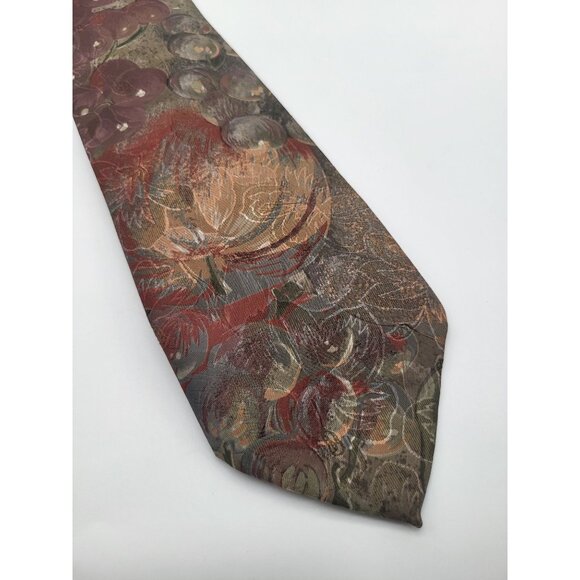 OSCAR DE LA RENTA Vintage Thanksgiving Fall Harvest Men's Neck Tie - Picture 2 of 7
